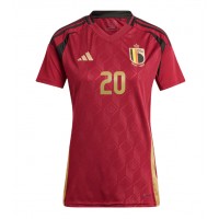 Camisa de Futebol Bélgica Lois Openda #20 Equipamento Principal Mulheres Europeu 2024 Manga Curta